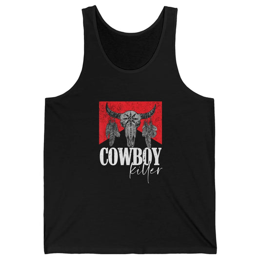 Retro Cow Skull Cowboy Killer Punchy Bull Western Country Unisex Jersey Tank