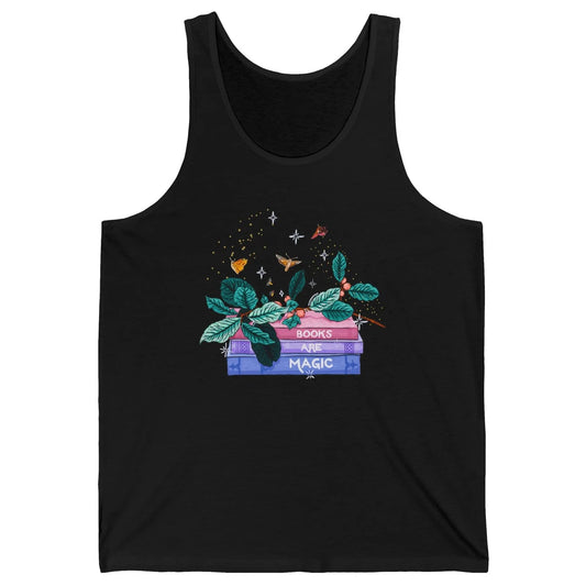 Aesthetic Books Are Magic Butterfly Floral Bookish Plant Unisex Jersey Tank