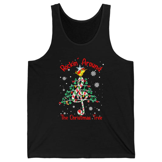 Rockin' Around The Christmas Tree Xmas Music Note Snow Retro Unisex Jersey Tank