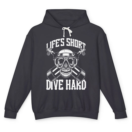 Dive Hard Skull Scuba Diver Underwater Diving Men Deep Sea Unisex Lightweight Hoodie