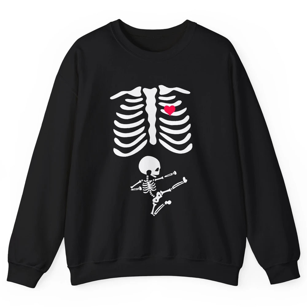Pregnant Halloween Skeleton Naughty Baby Boy Pumpkin Costume Unisex Crewneck Sweatshirt