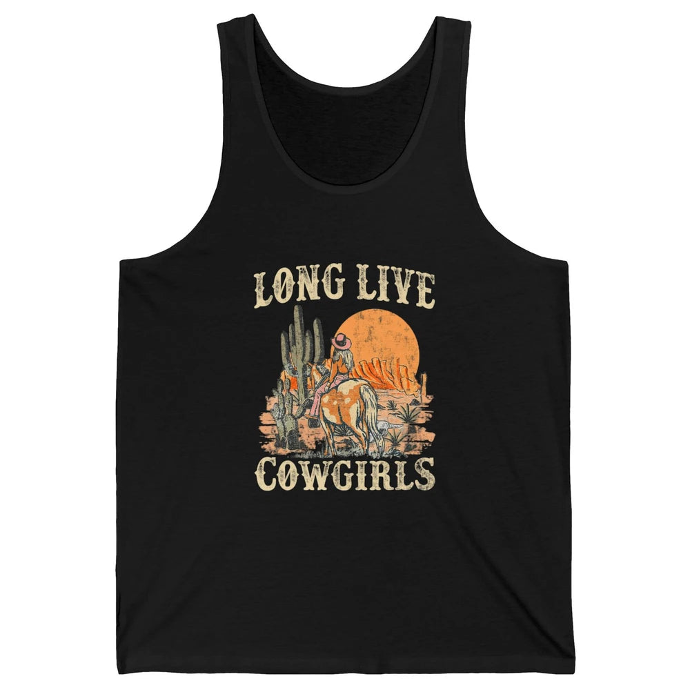 Retro Long Live Howdy Rodeo Western Desert Cowgirl Horseback Unisex Jersey Tank