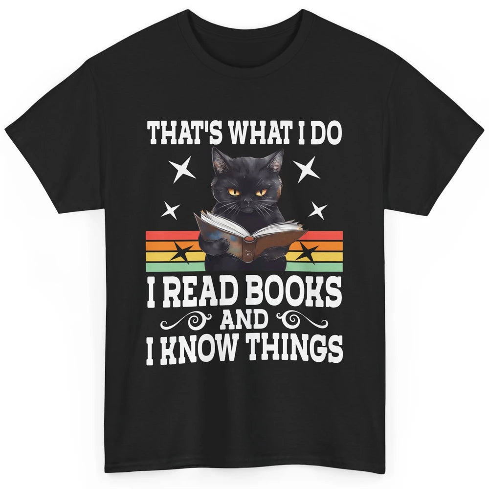 Retro Cat Books The Reader Black Cat Reading Books Bookish Bookworm Kitten Classic Unisex T-Shirt