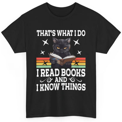 Retro Cat Books The Reader Black Cat Reading Books Bookish Bookworm Kitten Classic Unisex T-Shirt