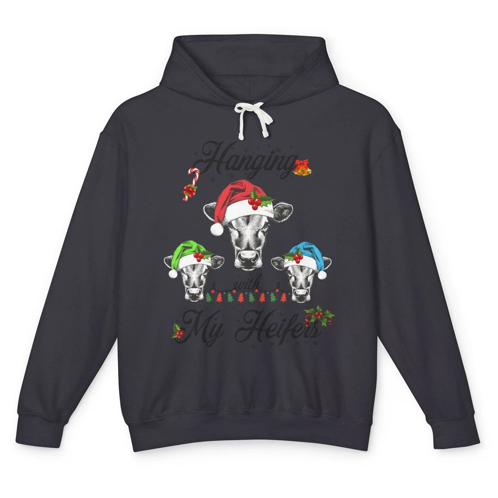 Funny Hanging With My Heifers Santa Heifer Christmas Costume Unisex Lightweight Hoodie