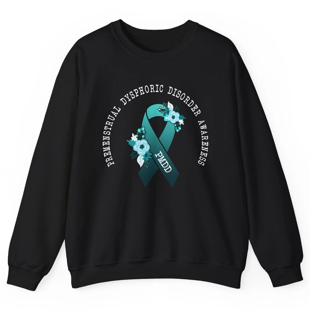 Premenstrual Dysphoric Disorder PMDD Awareness Ribbon Unisex Crewneck Sweatshirt