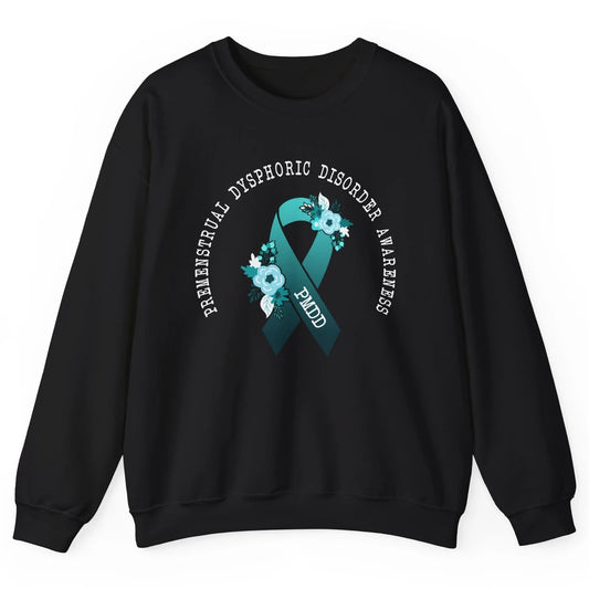 Premenstrual Dysphoric Disorder PMDD Awareness Ribbon Unisex Crewneck Sweatshirt
