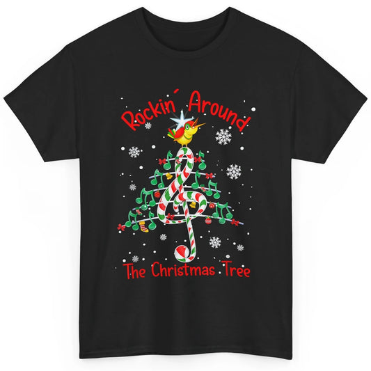 Rockin' Around The Christmas Tree Xmas Music Note Snow Retro Classic Unisex T-Shirt