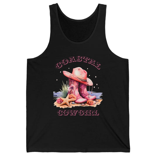 Retro Cowgirl Boots Coastal Cowgirl Western Country Beach Unisex Jersey Tank