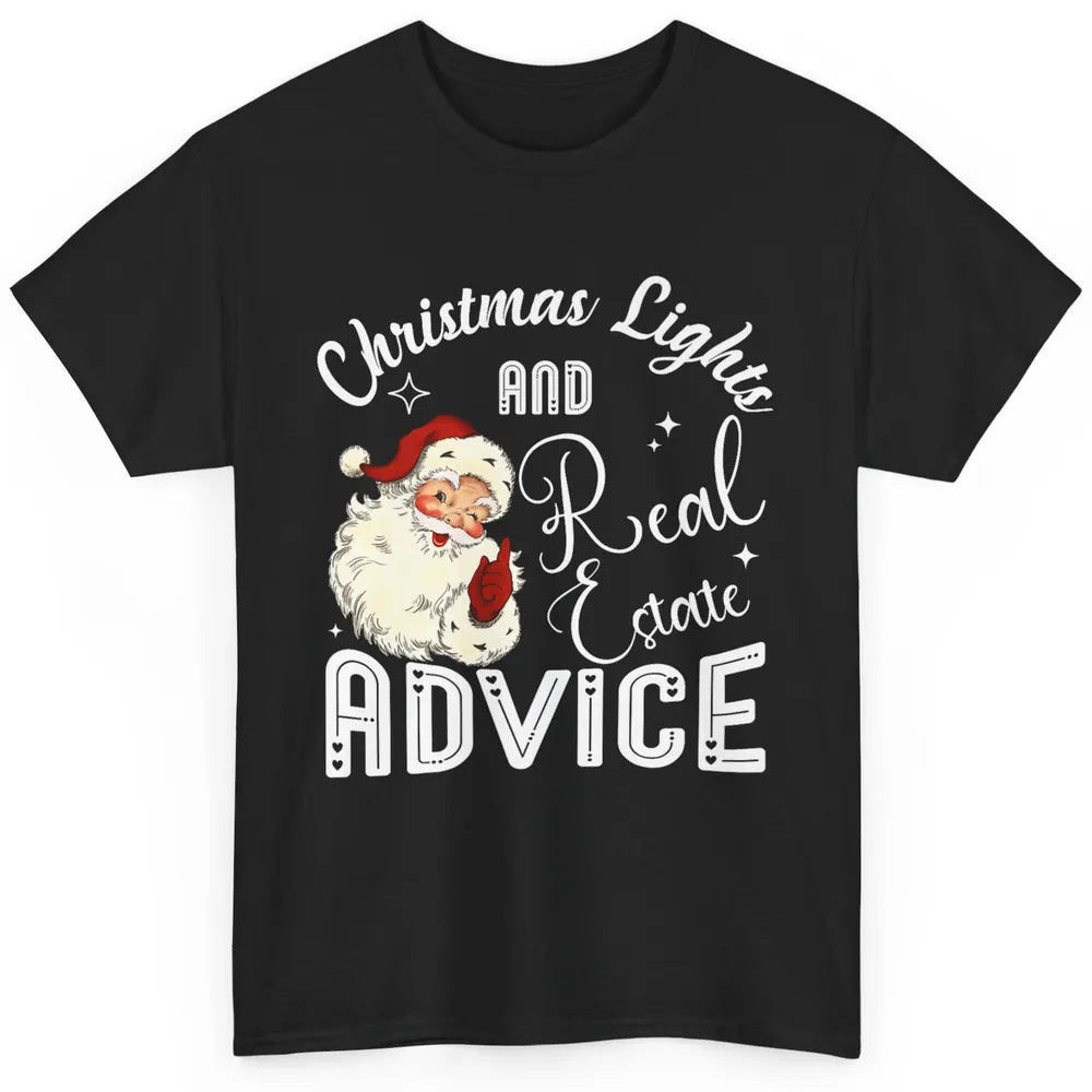 Merry Christmas Xmas Lights Santa Realtor Real Estate Advice Classic Unisex T-Shirt