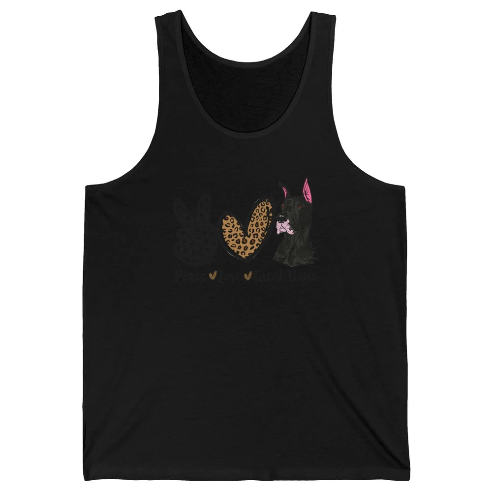 Peace Love Great Dane Dog Mom Dad Great Dane Lovers Leopard Unisex Jersey Tank
