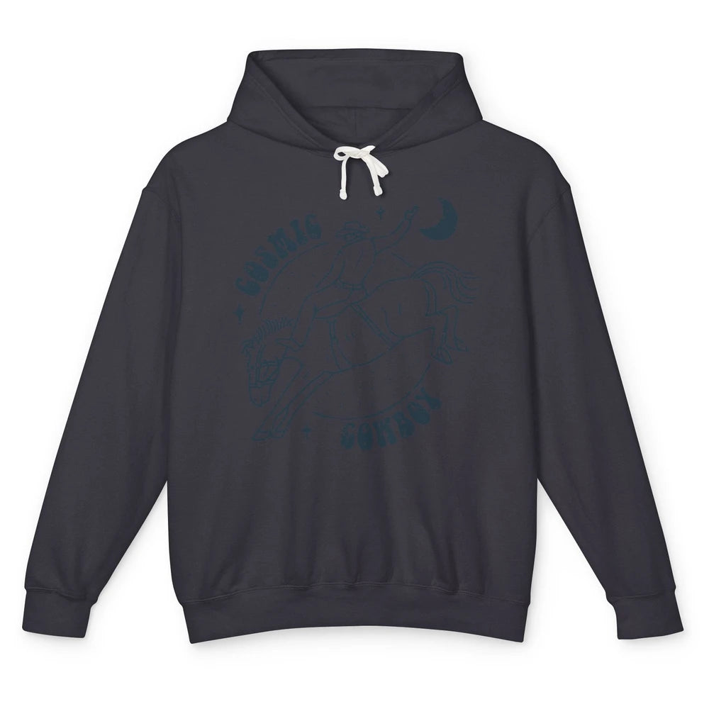 Retro Cowboy Riding Cosmic Cowboy Western Country Cowgirl Unisex Lightweight Hoodie