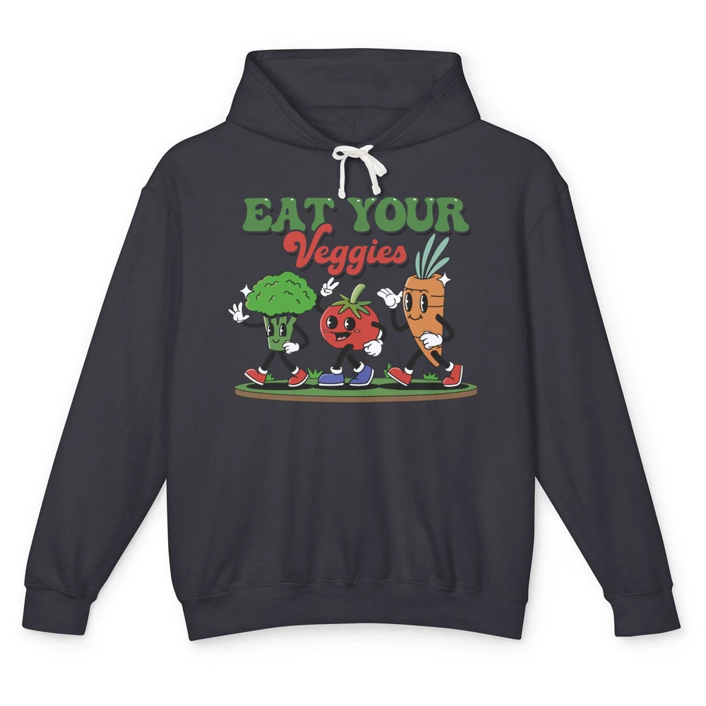 Retro Farm Fruit Eat Your Veggies Gardening Vegan Farmer Unisex Lightweight Hoodie