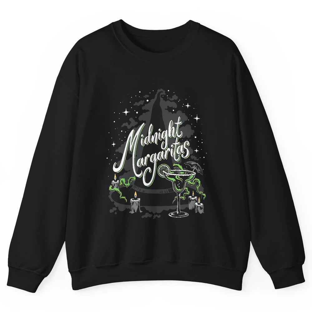 Midnight Margaritas Witch Hat Wine Halloween Spooky Party Unisex Crewneck Sweatshirt