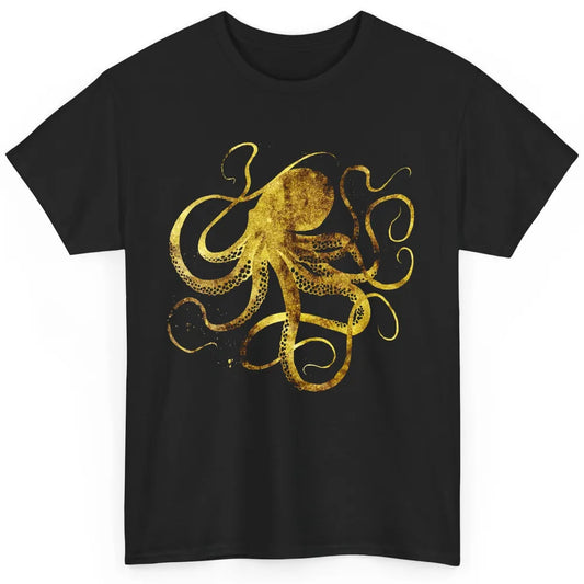 Octopus Japanese Calligraphy Gyotaku Traditional Art Print Classic Unisex T-Shirt