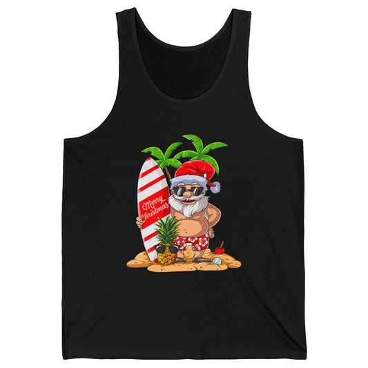 Christmas in July Santa Hawaii Surfing Summer Christmas Unisex Jersey Tank
