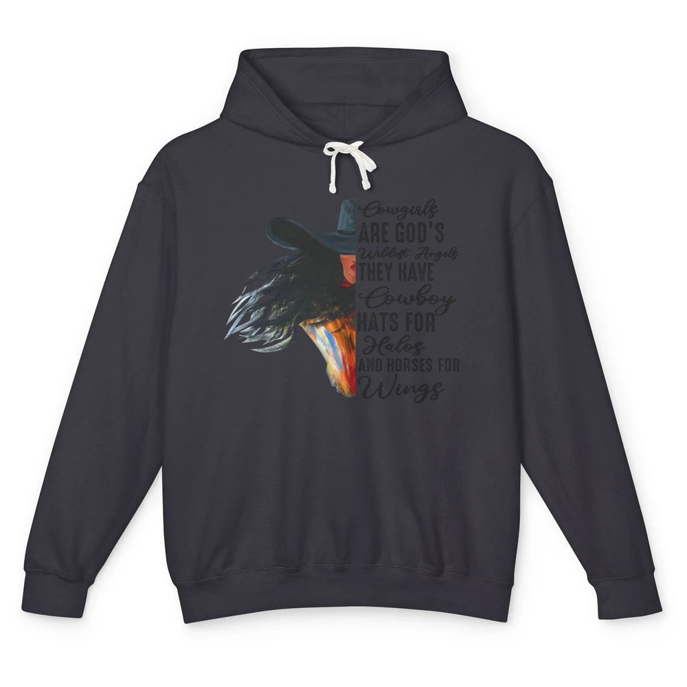 Retro Cowgirls Are God's Wildest Angel Western Country Rodeo Unisex Lightweight Hoodie