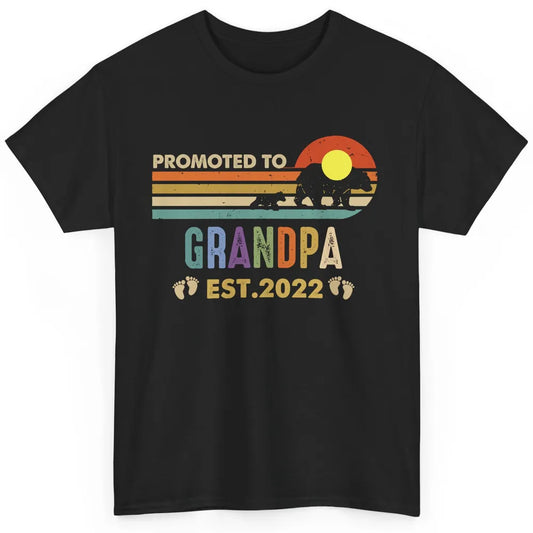 Retro Bear Sunset Promoted To Grandpa Est 2022 Grandpa Gift Classic Unisex T-Shirt