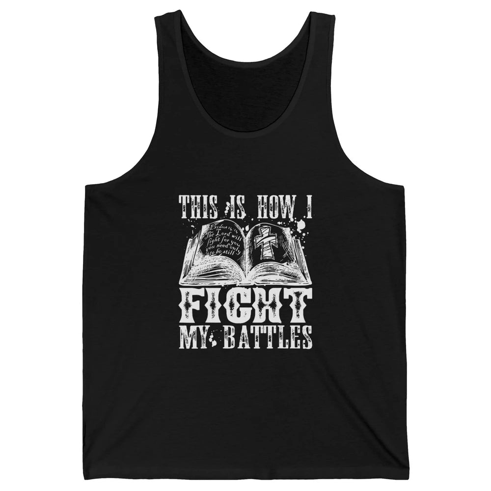 Retro Fight Battles Bible Cross Christian Jesus God Religion Unisex Jersey Tank