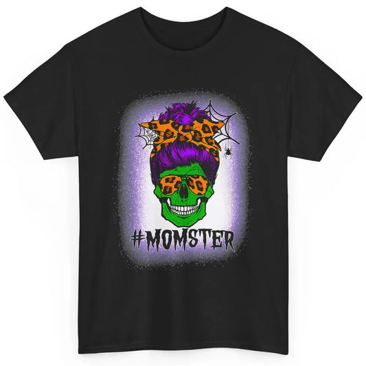 Retro Momster Messy Bun Skull Mom Halloween Spooky Mama Goth Classic Unisex T-Shirt