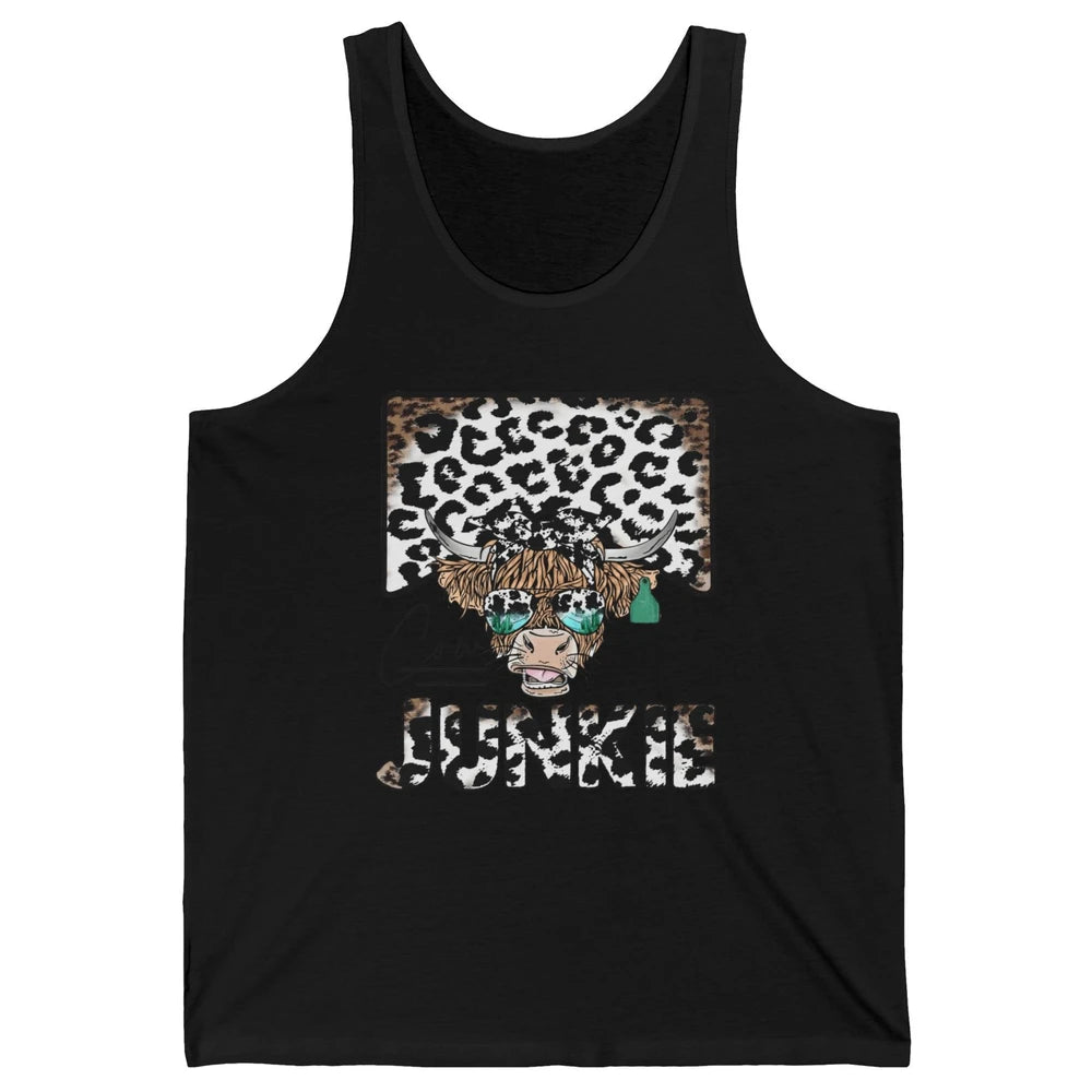 Leopard Highland Cow Bandana Cow Junkie Western Country Unisex Jersey Tank