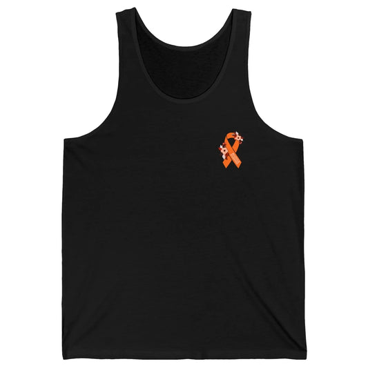 Multiple Sclerosis Awareness Floral Orange Ribbon Rainbow Unisex Jersey Tank