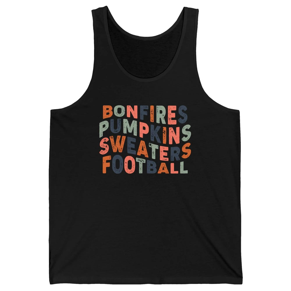 Retro Fall Bonfires Pumpkins Swaeaters Football Thanksgiving Unisex Jersey Tank