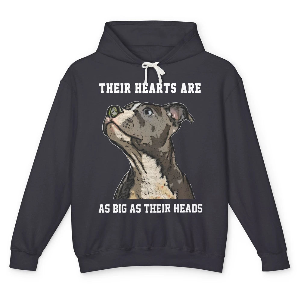 Pitbull Hearts Are As Big As Their Heads Pittie Mom Dad Unisex Lightweight Hoodie
