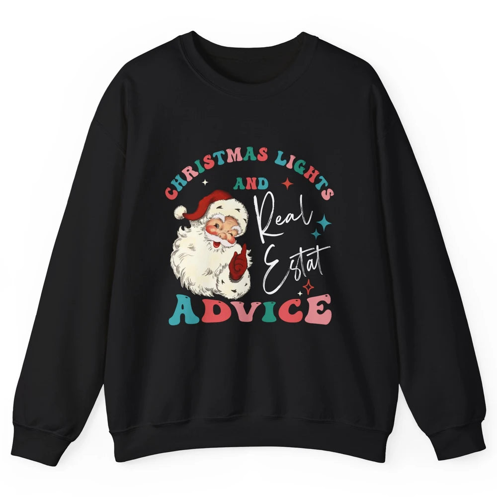 Merry Christmas Xmas Lights Santa Realtor Real Estate Advice Unisex Crewneck Sweatshirt