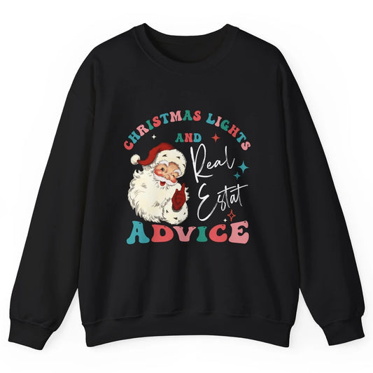 Merry Christmas Xmas Lights Santa Realtor Real Estate Advice Unisex Crewneck Sweatshirt