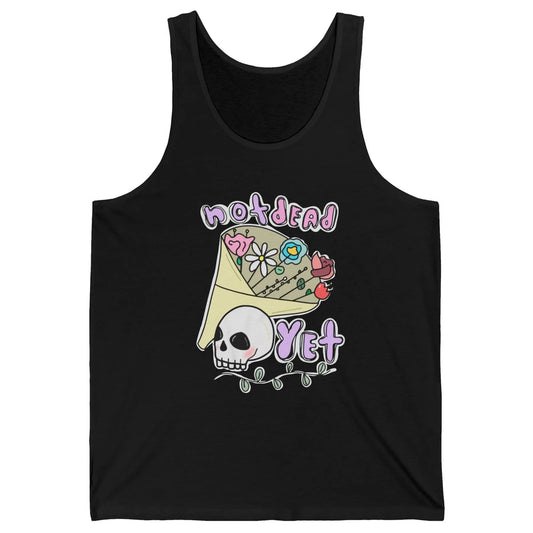 Not Dead Yet Funny Skull Flower Cancer Warrior Fighter Boho Unisex Jersey Tank