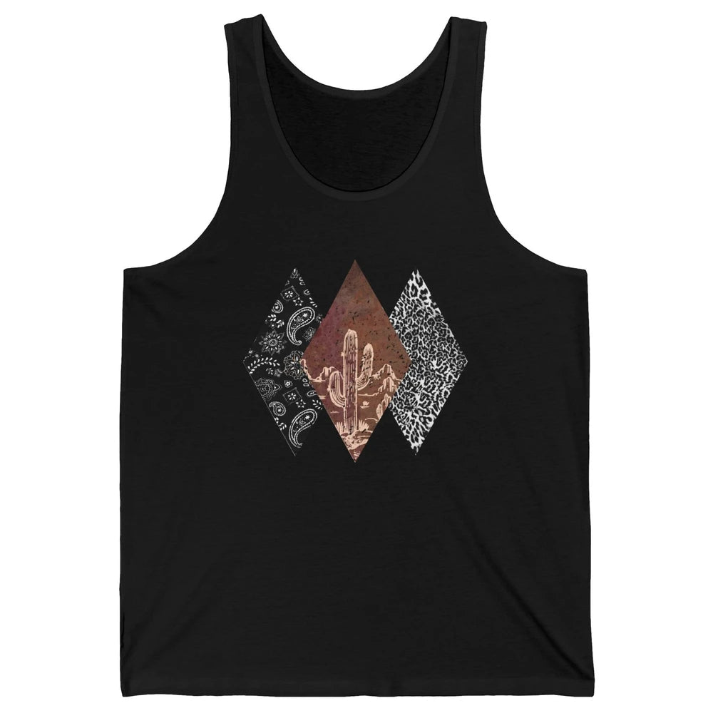 Retro Leopard Desert Cactus Sunset Western Country Cowgirl Unisex Jersey Tank