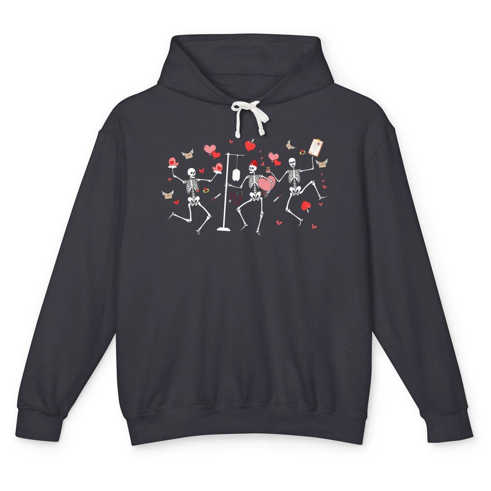 Nurse Skeleton Dance Roses Are Red Inside I'm Dead Valentine Unisex Lightweight Hoodie