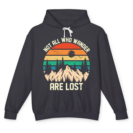 Retro Mountain Sunset Camping Not All Who Wander Are Lost Unisex Lightweight Hoodie