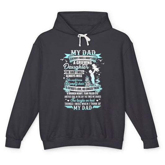 My Dad In Memories Poem Dad In Heaven Angel Wings Guardian Unisex Lightweight Hoodie