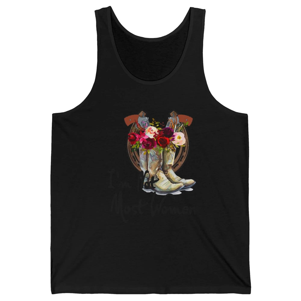 Retro Floral Cowgirl Boots I'm Not Most Women Western Cowboy Unisex Jersey Tank