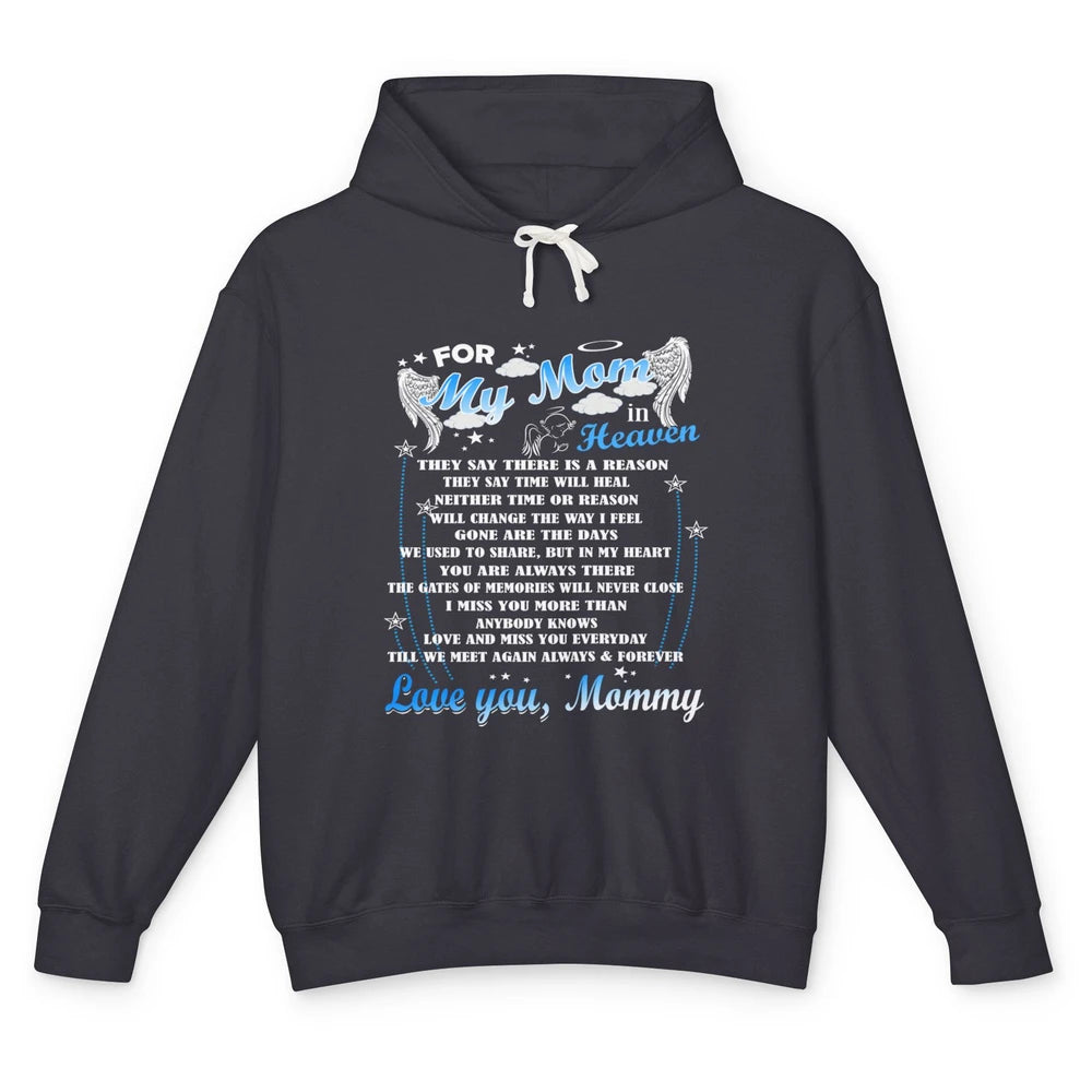 My Mom In Heaven Angel Wings Mother In Memories My Guardian Unisex Lightweight Hoodie