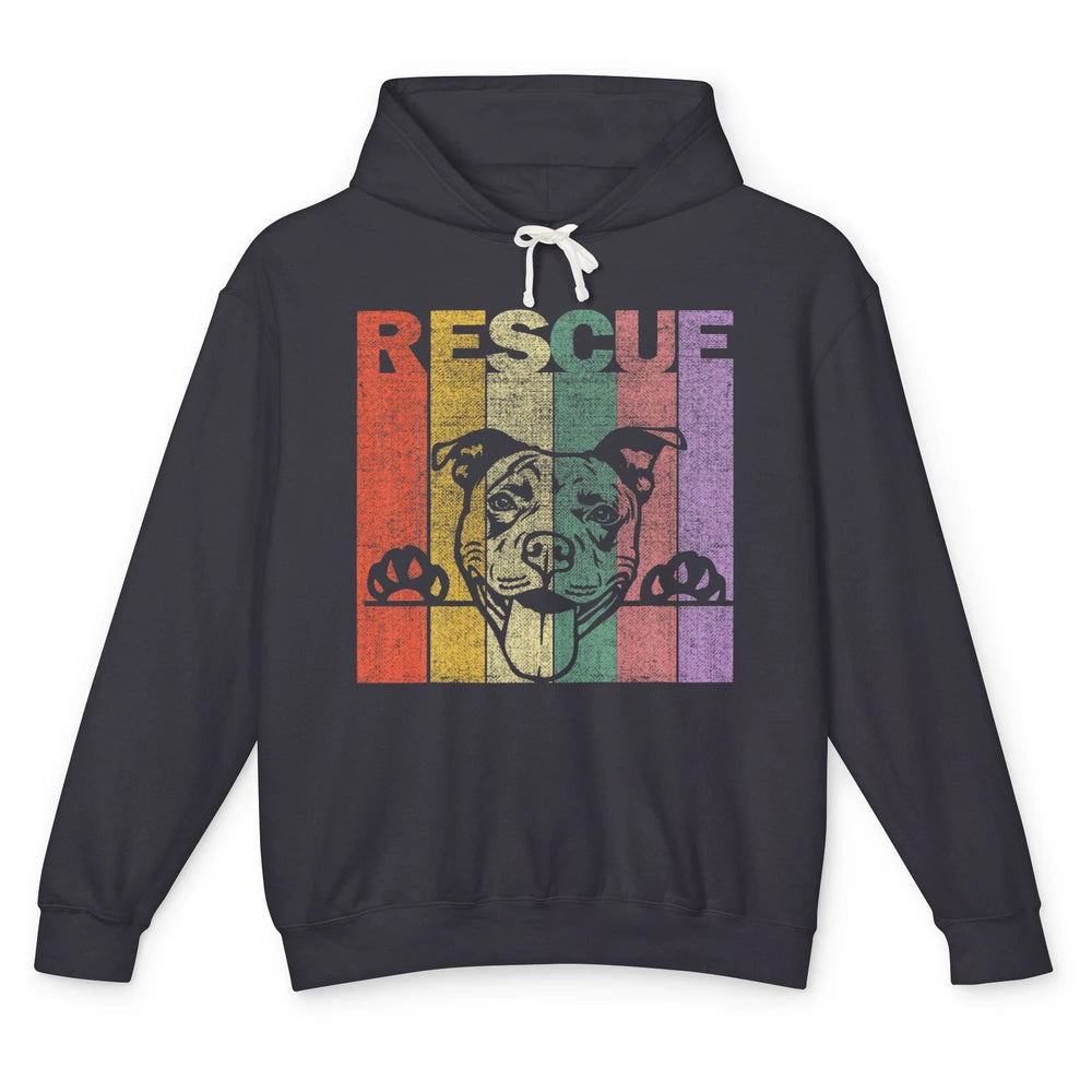 Rescue Dog Pitbull Puppy Adopt Vintage Funny Pet Rescuer Mom Unisex Lightweight Hoodie
