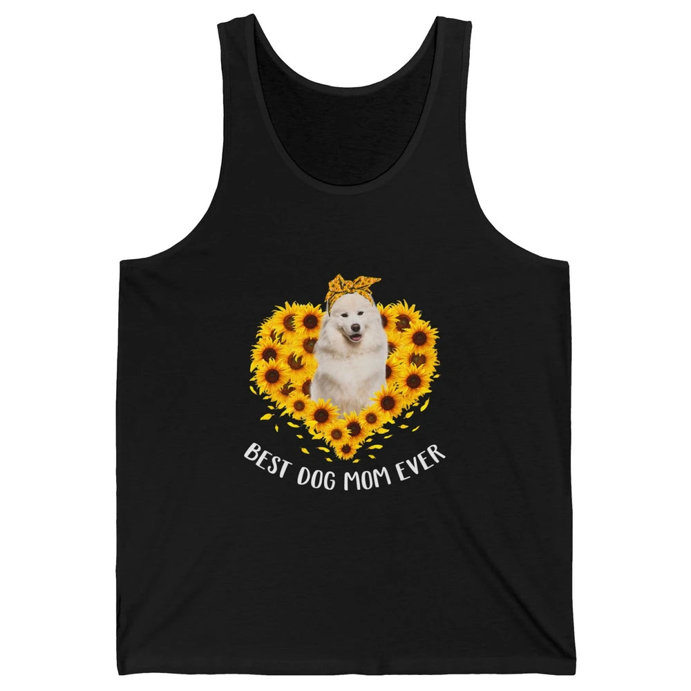 Retro Best Samoyed Dog Mom Ever Mother Puppy Sunflower Heart Unisex Jersey Tank