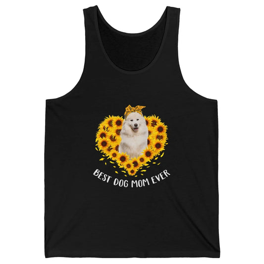 Retro Best Samoyed Dog Mom Ever Mother Puppy Sunflower Heart Unisex Jersey Tank