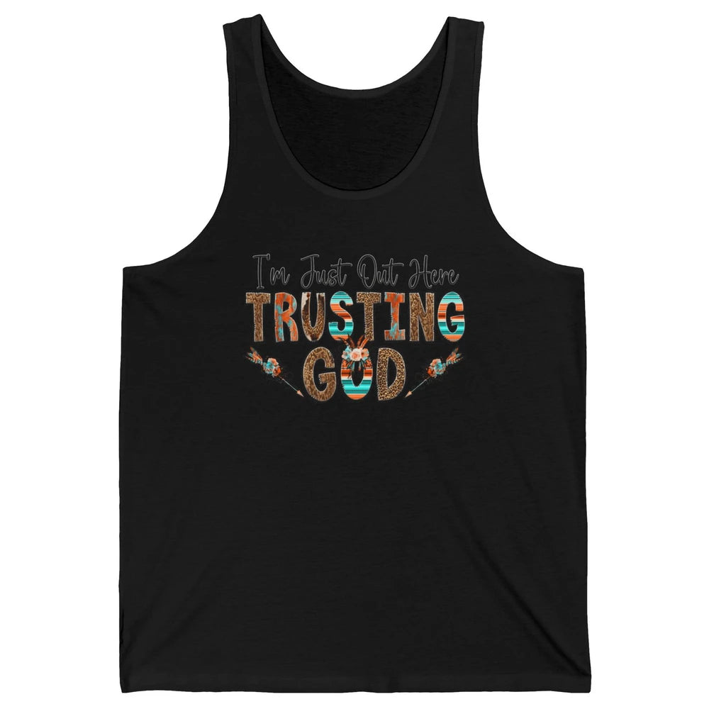 Out Here Trusting God Jesus Religion Christian Floral Bible Unisex Jersey Tank