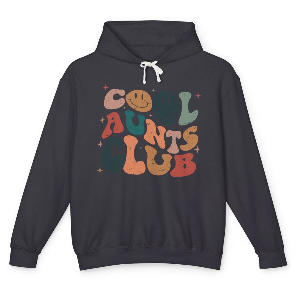 Retro Cool Aunts Club Funny Smiling Face Auntie Sister Gift Unisex Lightweight Hoodie