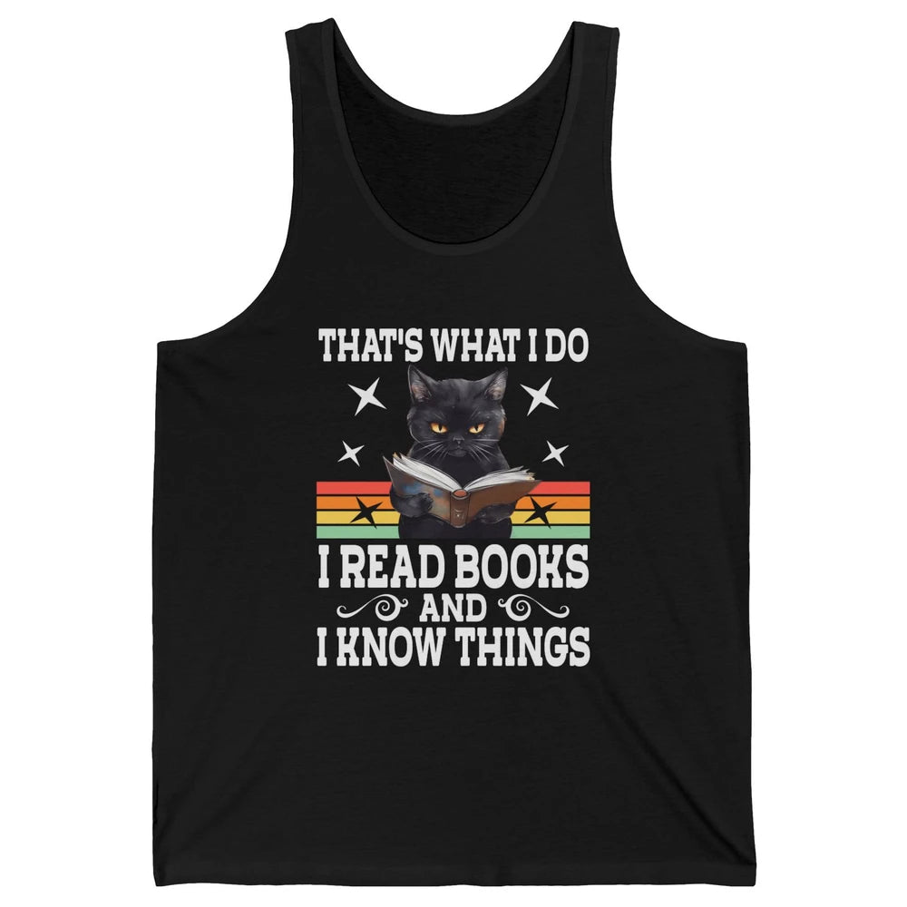 Retro Cat Books The Reader Black Cat Reading Books Bookish Bookworm Kitten Unisex Jersey Tank