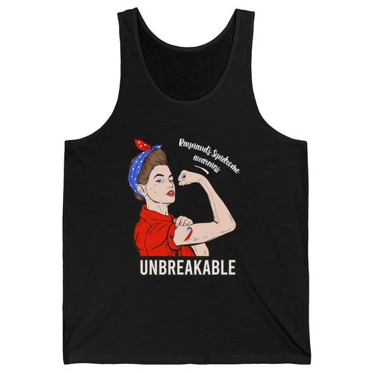 Raynaud's Syndrome Red Blue Ribbon Strong Woman Unbreakable Unisex Jersey Tank