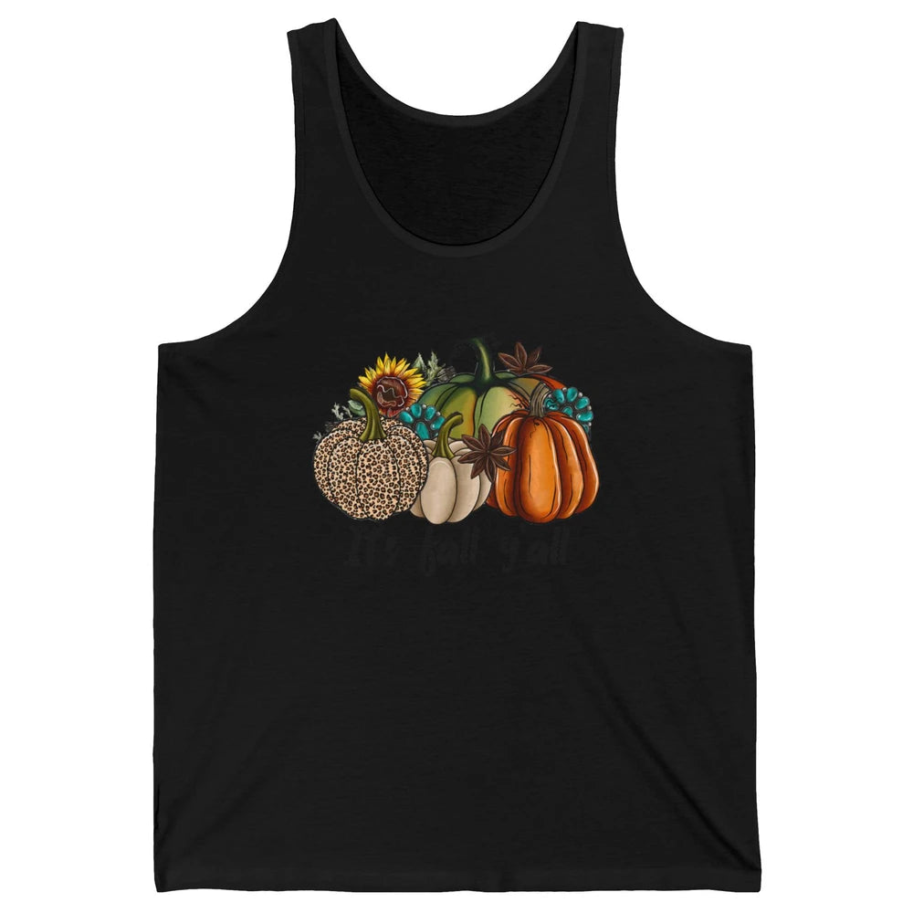 Leopard Pumpkin It's Fall Yall Fall Leaves Western Autumn Unisex Jersey Tank