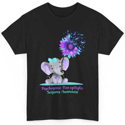 PNES Awareness Purple Teal Ribbon Sunflower Baby Elephant Classic Unisex T-Shirt