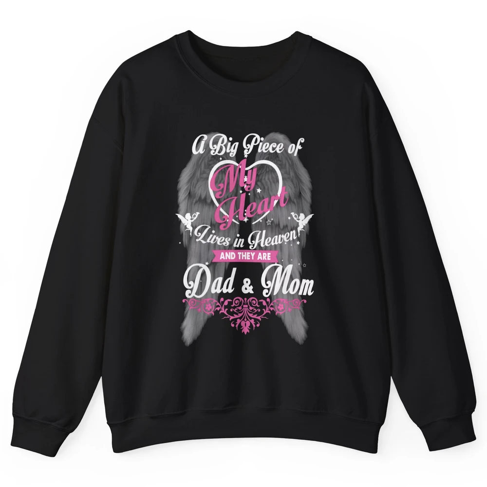 Parents Heaven Dad And Mom In Heaven Angel Wings Guardian Unisex Crewneck Sweatshirt