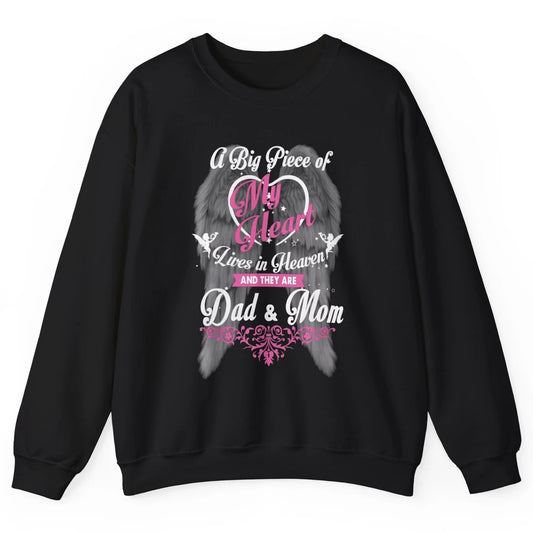 Parents Heaven Dad And Mom In Heaven Angel Wings Guardian Unisex Crewneck Sweatshirt