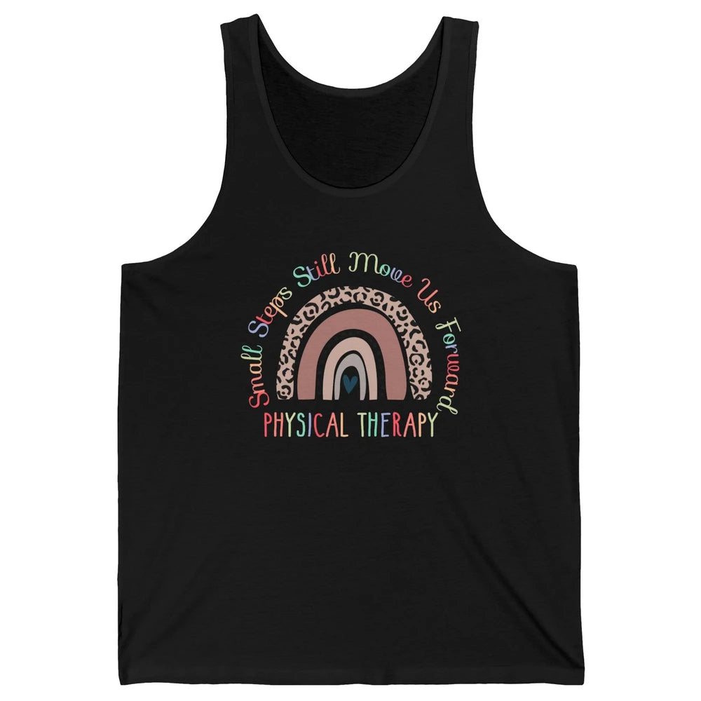 Physical Therapy Small Steps Move Us Forward Leopard Rainbow Unisex Jersey Tank