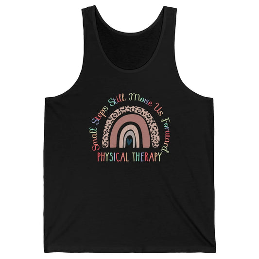 Physical Therapy Small Steps Move Us Forward Leopard Rainbow Unisex Jersey Tank